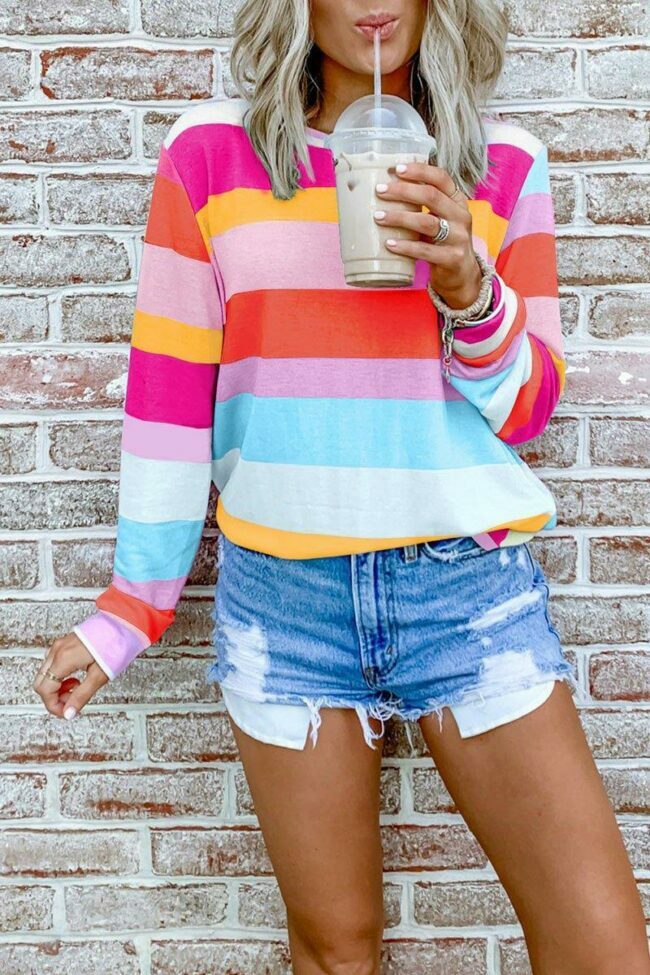 Rainbow Striped Multicolor Sweatshirt