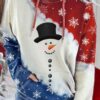 Smiling Snowman Print Long Sleeve Hoodie