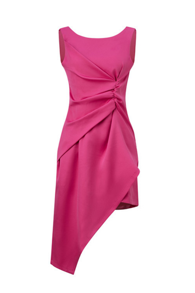 Fashion Solid Slit O Neck Pencil Skirt Dresses(4 colors)