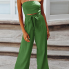 Casual Solid Patchwork Strapless Straight Jumpsuits(4 Colors)