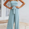 Casual Solid Patchwork Strapless Straight Jumpsuits(4 Colors)